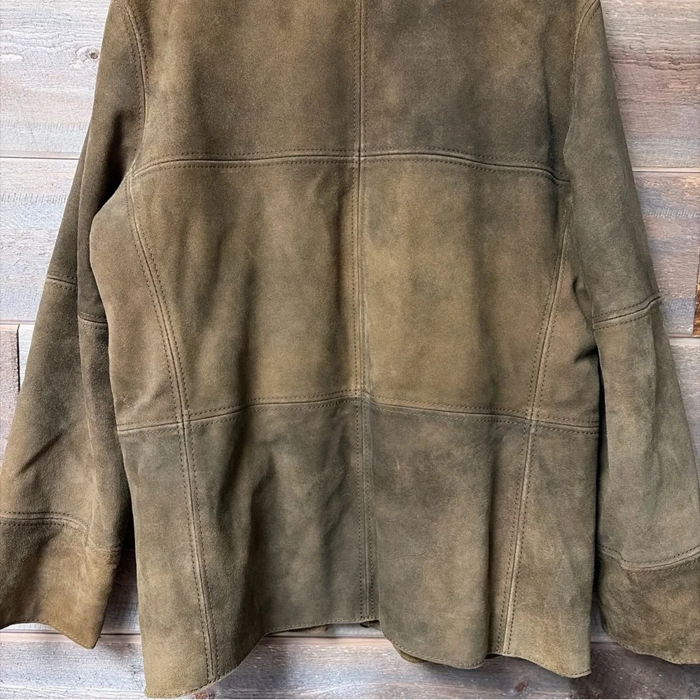 Vintage 2000s J Crew Suede Jacket Mens Size L Brown Brushed Soft Distressed Zip